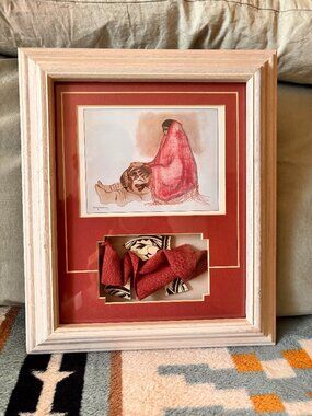 R. C. GORMAN NATIVE WOMAN LITHOGRAPH PRINT TIGUA with POTTERY SHARDS and SHAWL